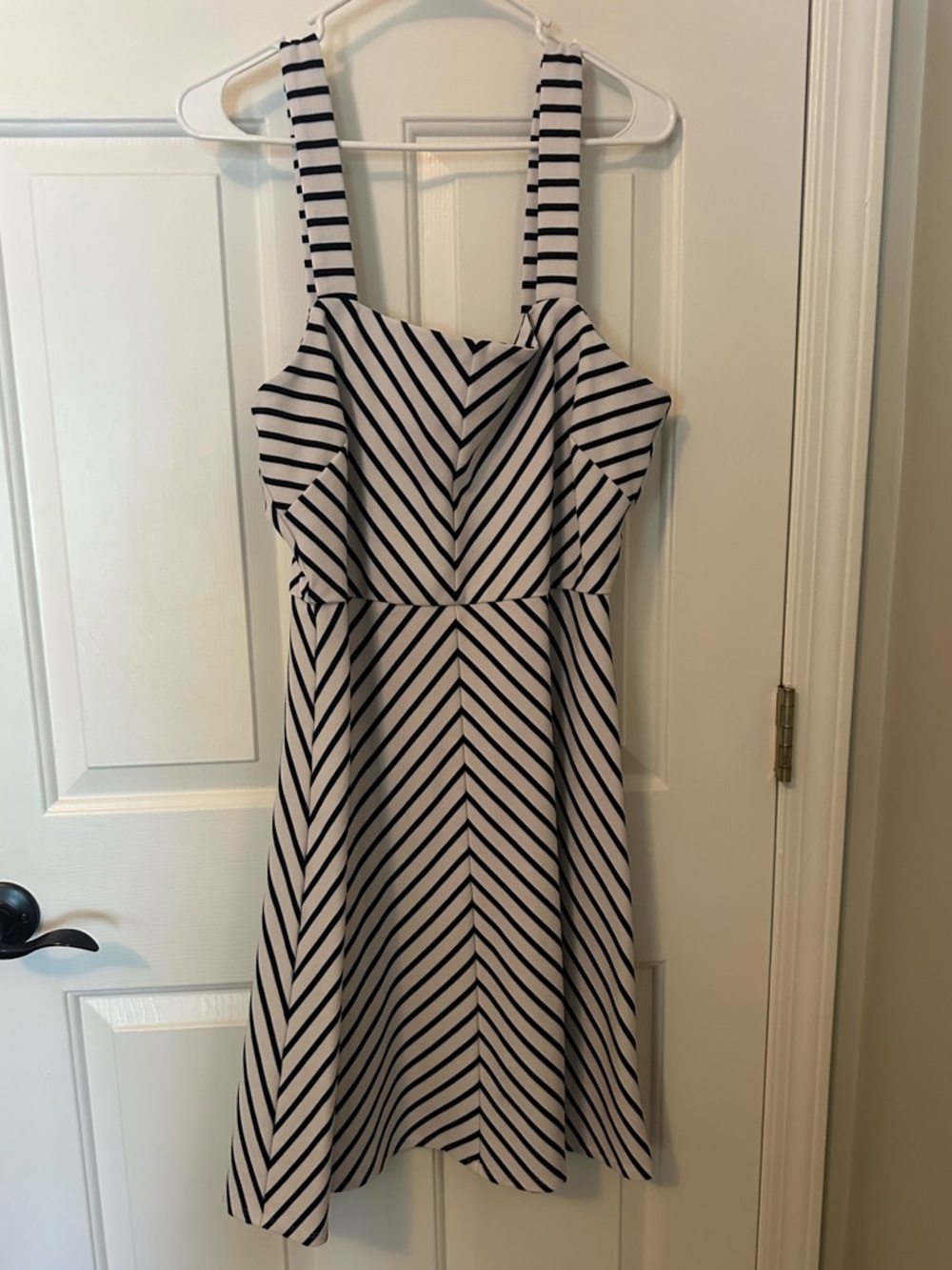 Draper James Striped navy and White A-Line Sundress